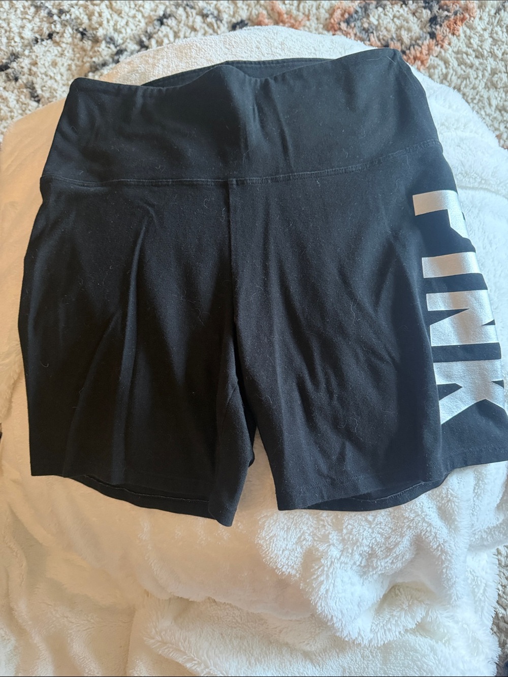 PINK Victoria's Secret Black Bike Shorts with White Logo